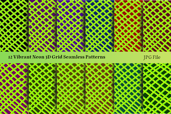12 Vibrant Neon 3D Grid Seamless Patterns: Transform Your Design Projects with Bold Visual Energy