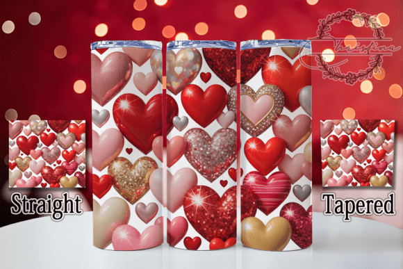 3D Diamond Glitter Hearts Tumbler Design – A Sparkling Addition to Your Drinkware Projects