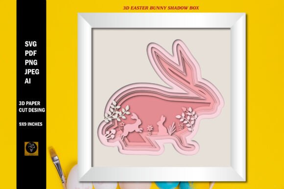 3D Easter Bunny Paper Cut Shadow Box: A Layered Springtime Design