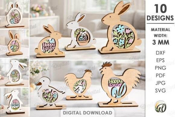 3D Easter Stand Decorations Bundle for Creative Spaces