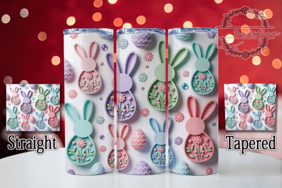 3D Floral Puffy Bunny Tumbler Design