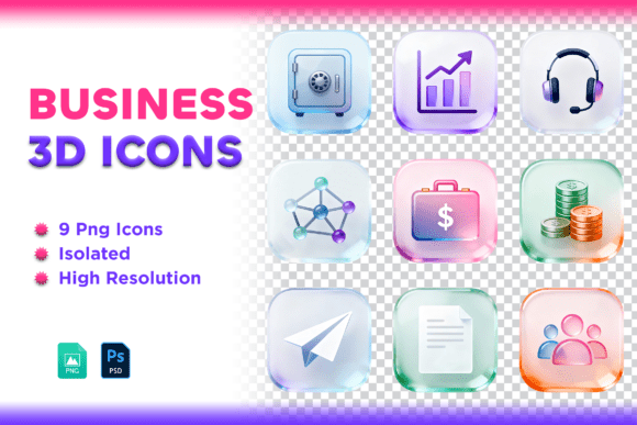 3D Glass Morphism Finance Icons Set: Elevating Digital Interfaces with Modern Design