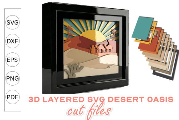 3D Layered SVG Desert Oasis Camel