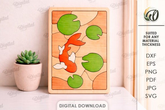 3D Mini Puzzle Decor Laser Cut: Koi Fish Design Evaluation