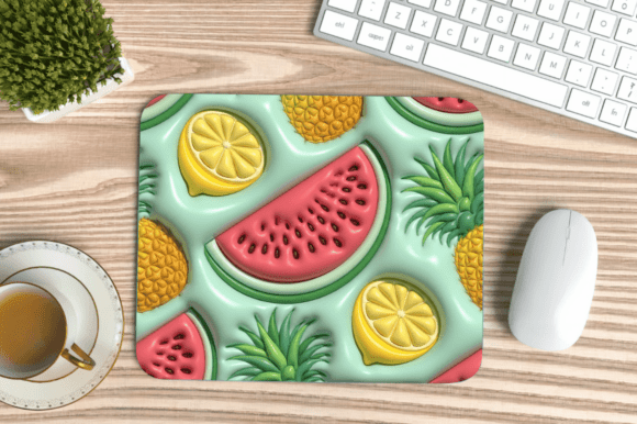 3D Puff Watermelon Summer Mouse Pad PNG: A Vibrant Digital Asset for Your Workspace