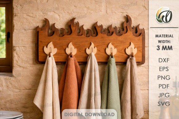 3D Summer Towel Rack Laser Cut. Fire SVG: Transforming Bathrooms with Digital Design