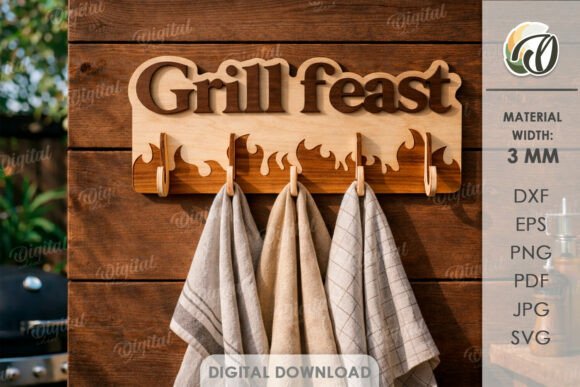 3D Summer Towel Rack Lasercut Grill SVG