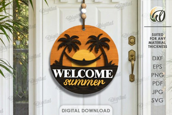 3D Welcome Summer Round Sign Laser Cut: A Digital Asset for Creative Workflows