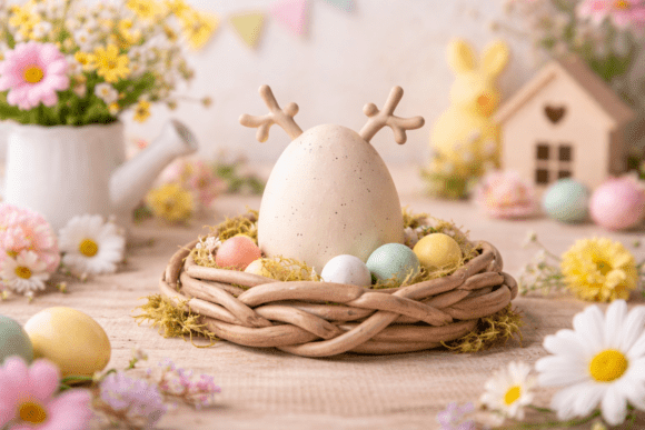 3D Whimsical Easter Egg in Nest 101: A Playful Addition to Spring Decor