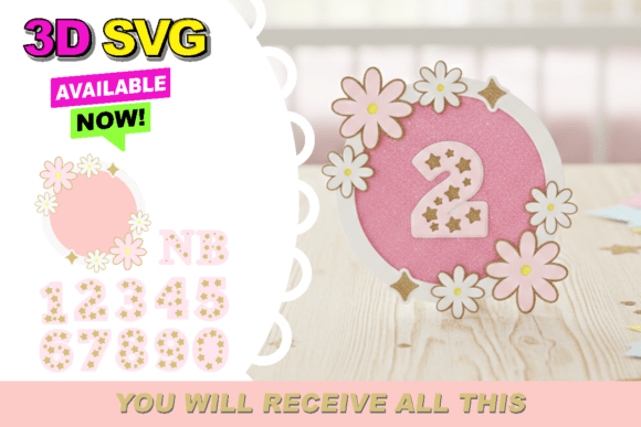 Baby Months Daisies 3D SVG for Crafting