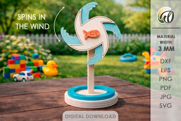 Bringing Ocean Motion to Life: The 3D Pinwheel Stand Laser Cut Sea Life Design