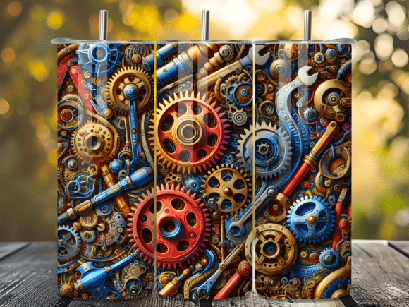 Colorful 3D Steampunk Gear Tumbler Wrap: A Unique Design for Custom Tumbler Projects
