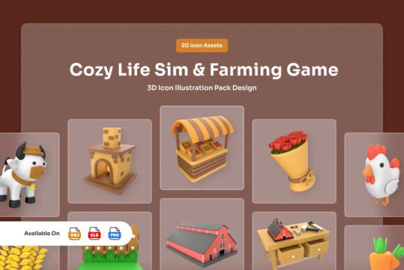 Cozy Farming Sim 3D Icon Pack: A Visual Guide