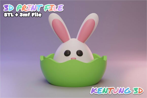 Easter Bunny in Egg 3D STL Printable
