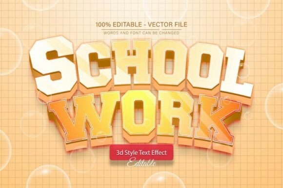 Elevating Educational Branding with School Work 3D Text Effect Editable Designs