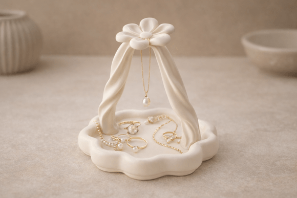 Flower Jewelry Tray - Trinket Dish STL 3D Model: A Practical & Adorable Solution for Jewelry Storage