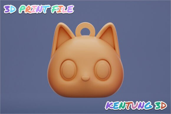 Kawaii Cat Head Keychain 3D Print Model: A Simple Way to Add Charm to Your Daily Essentials