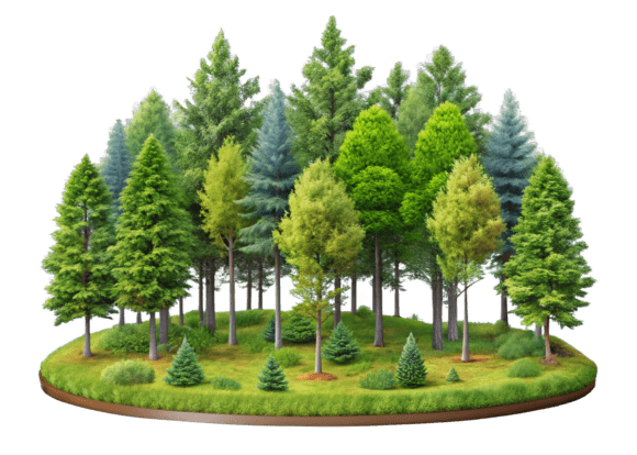 Lush Green Trees, 3D Forest PNG: A Versatile Design Asset for Creative Projects