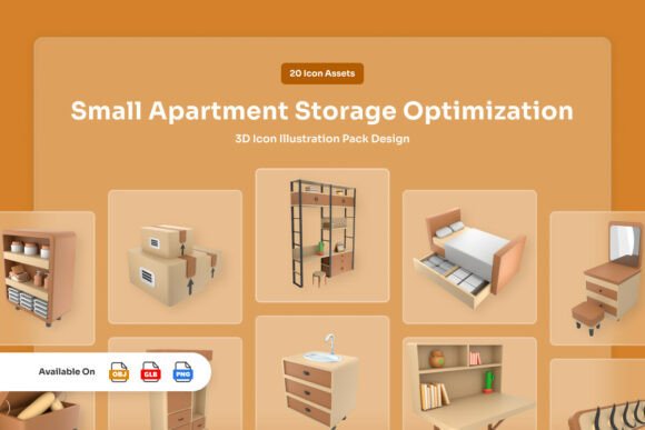 Small Apartment Storage 3D Icons: Visualizing Modern Urban Living