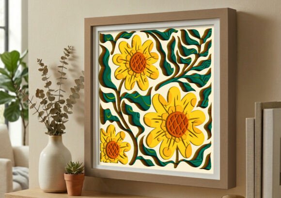 Sunflowers Floral 3D Layered Shadow Box: Bringing Depth and Light to Modern Interiors