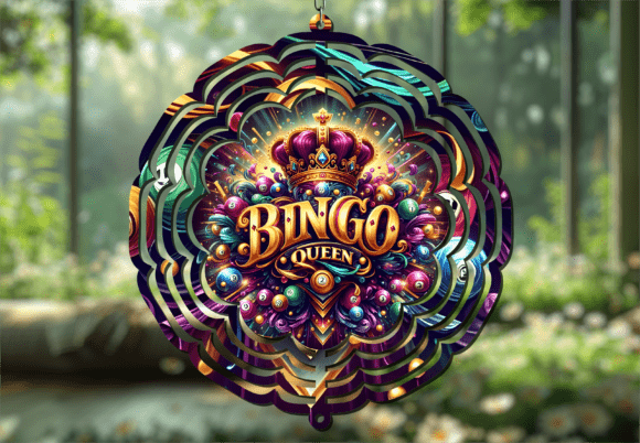 Transform Your Outdoor Space with the 3D Royal Bingo Queen Crown Wind Spinner Design