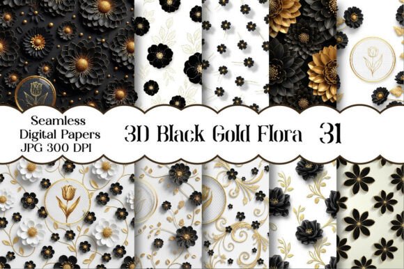 Unlocking Luxury: The Versatility of 3D Black Gold Floral Digital Paper