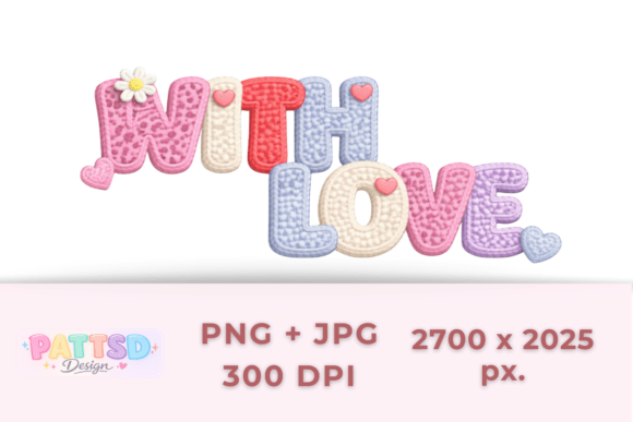 With Love - 3D Knitted Love Word JPG PNG: A Timeless Design Element for Modern Creative and Commercial Projects